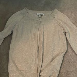 gold glittery button down sweater from cherokee